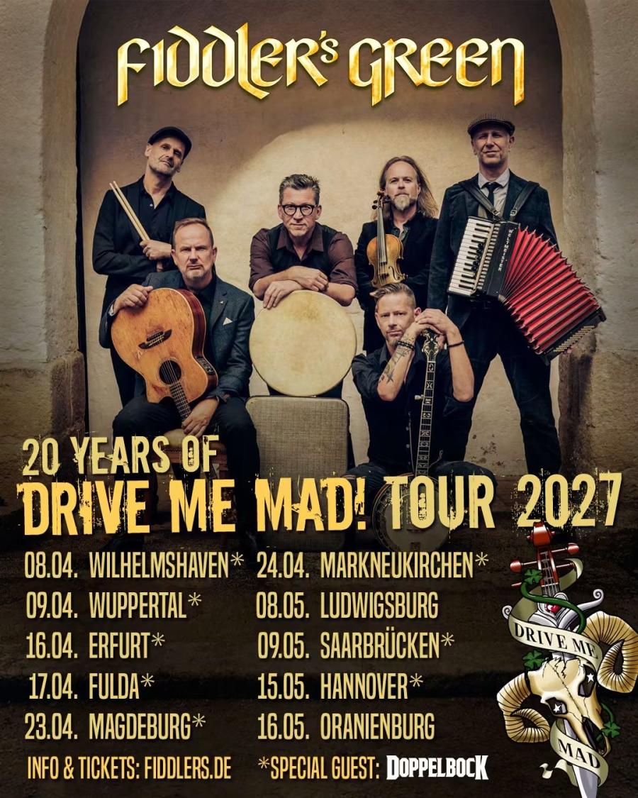 Fiddler’s Green feiern 20 Jahre „Drive Me Mad“ mit Jubiläumstour 2027